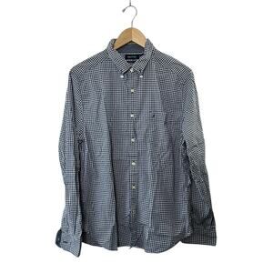 Nautica Blue Check Print Classic Fit Long Sleeve Button Up Shirt Men's Large